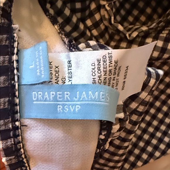 Draper James Navy and White Gingham Peplum Tankini Top - Picture 2 of 5